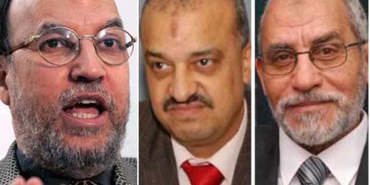 المؤبد لبديع والعريان والبلتاجي والإعدام لـ6 بـ"أحداث الاستقامة" بديع والعريان والبلتاجي