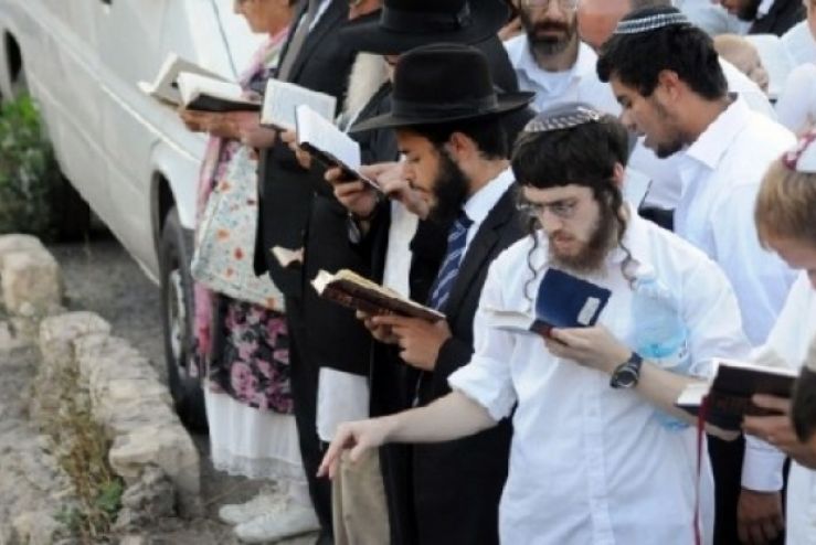 مستوطنون يؤدون طقوس تلمودية شمال الخليل مستوطنون