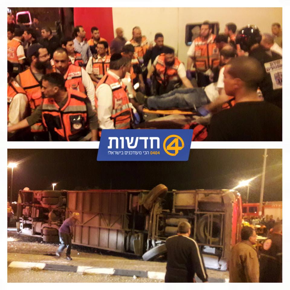 إصابة 30 إسرائيلي في انقلاب حافلة شمال حيفا اخبار فلسطين